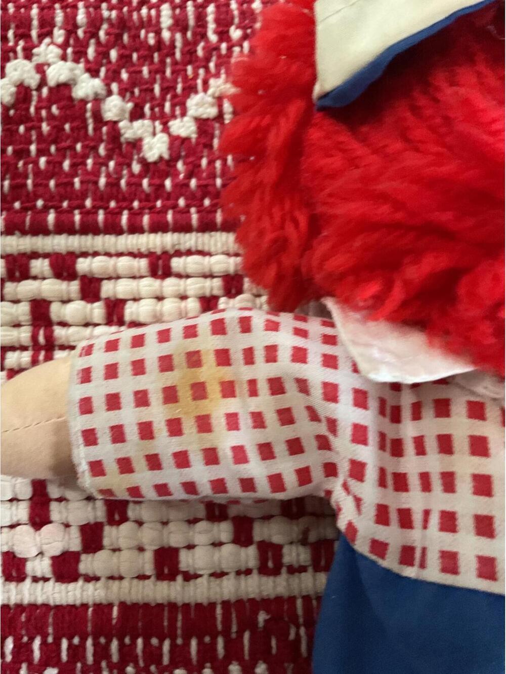 Vintage  Hasbro Softies Raggedy Andy Doll with Red Yarn Hair 1980's - Picture 5 of 9